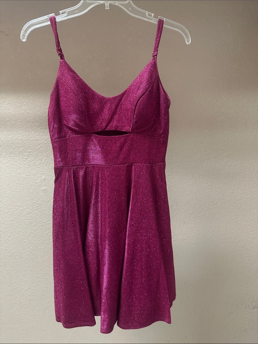 Fuchsia Sparkle Mini Dress with Front Cutout